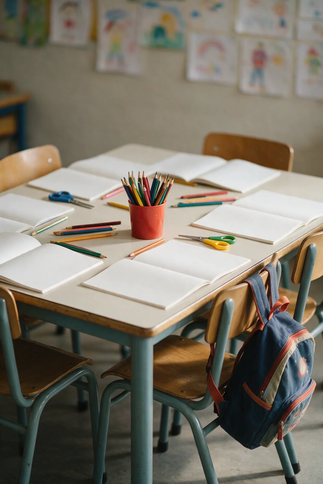 La sala de 5 con sus cuadernos