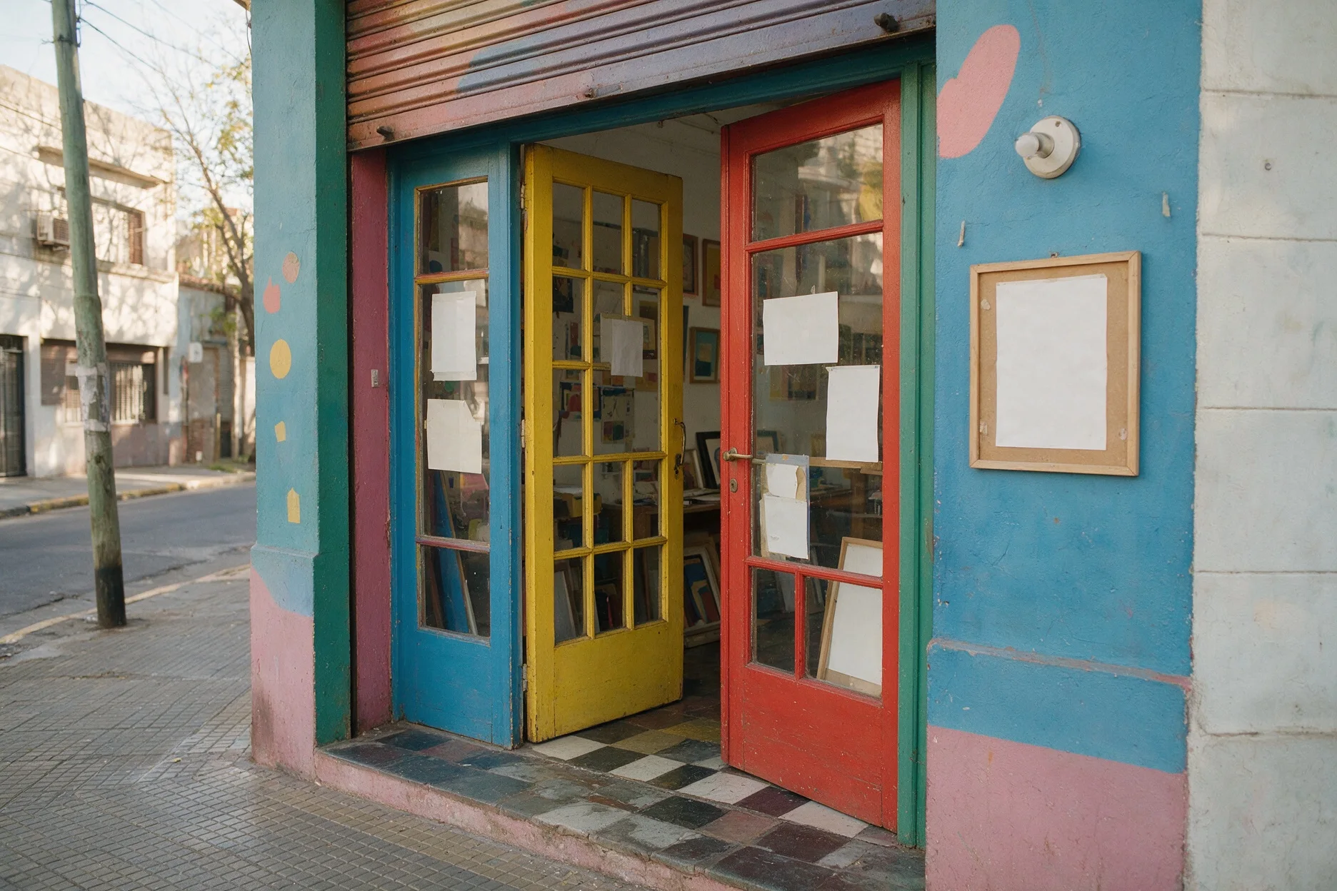 Fachada de un comercio con su identidad aplicada