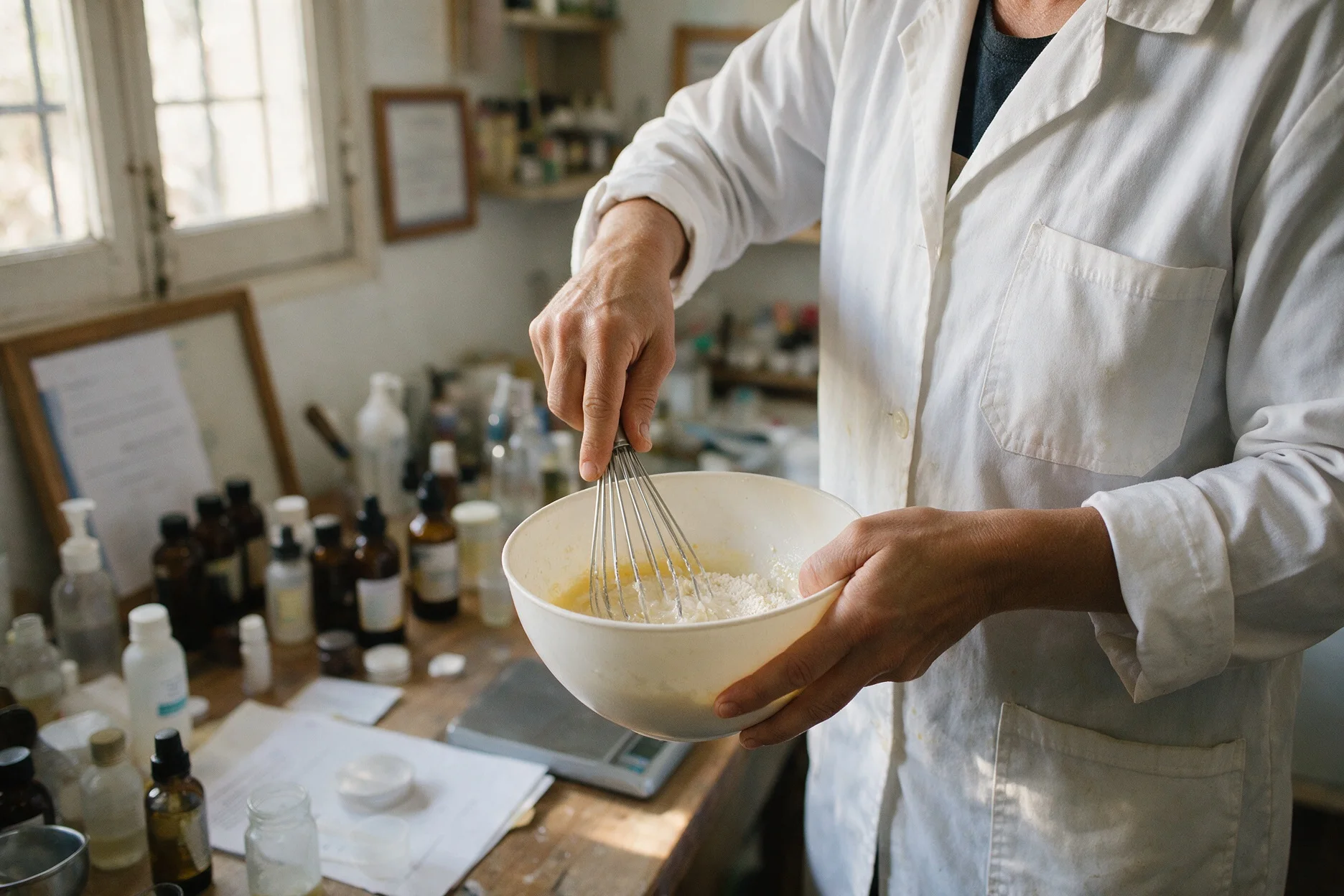 Preparación de una crema en el taller