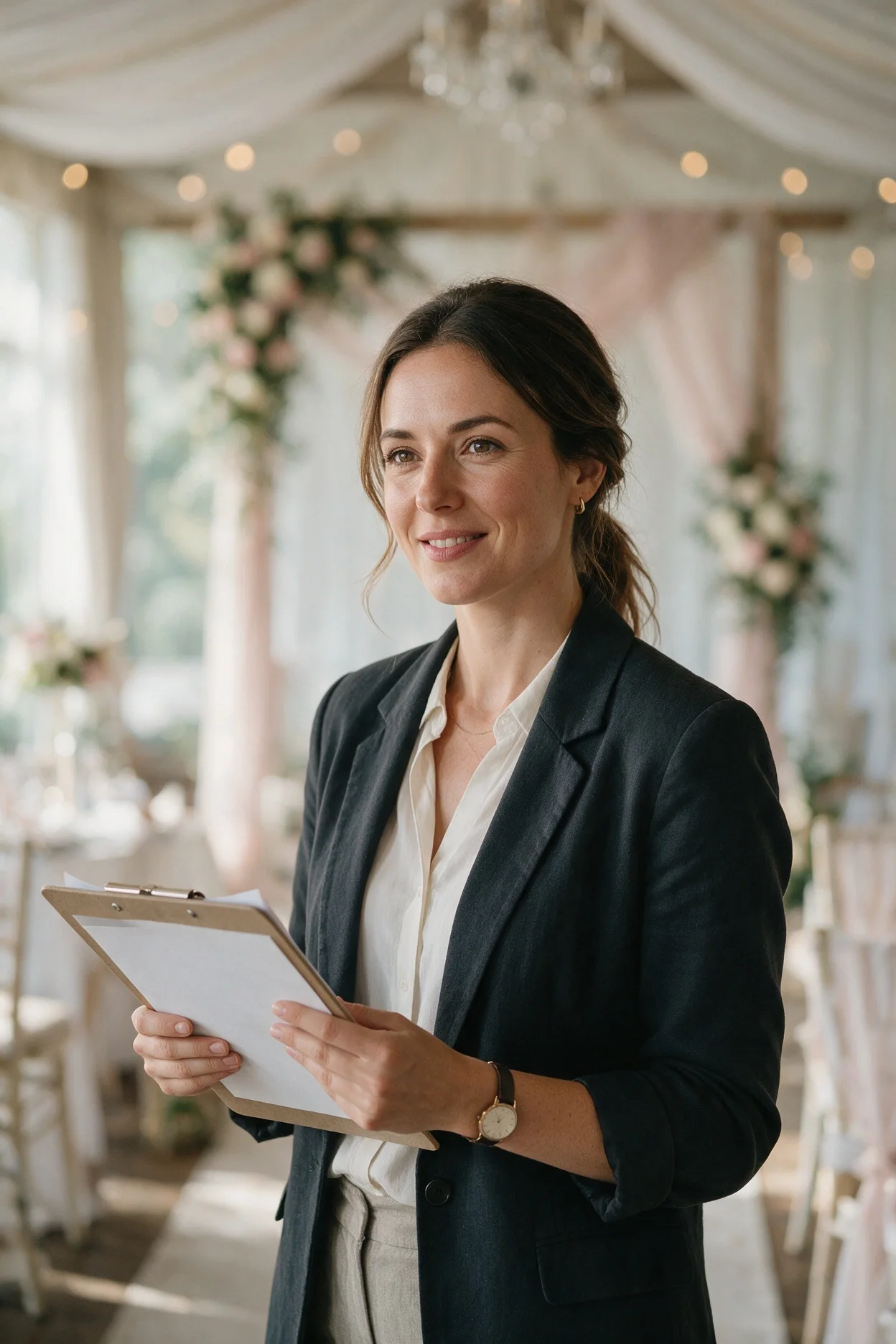La wedding planner de [NOMBRE] con la carpeta del evento