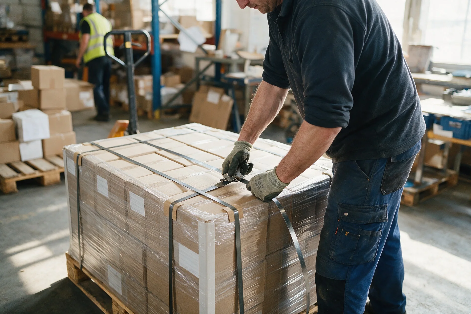 Pallet de piezas listo para despachar