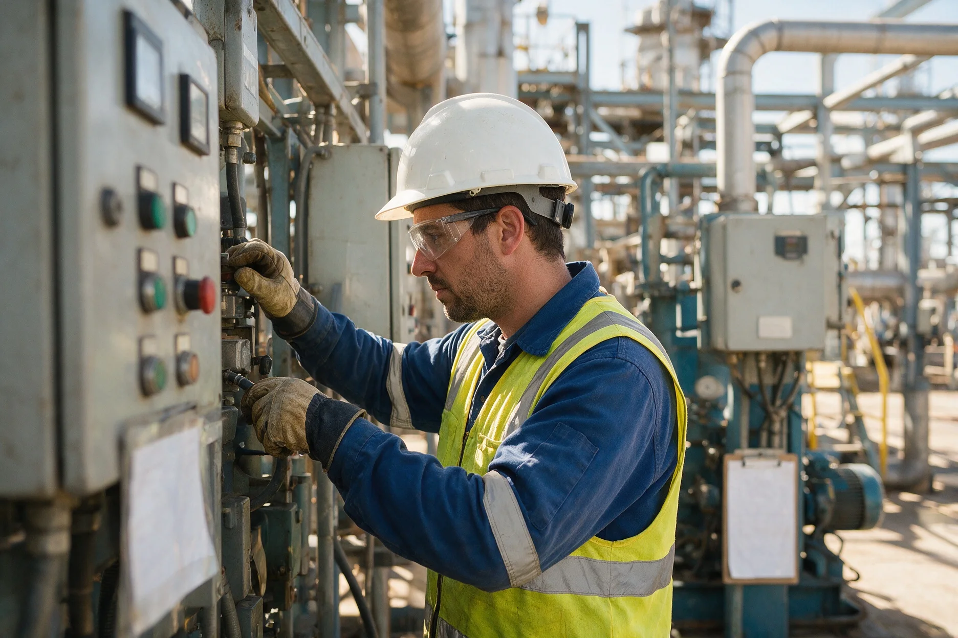 Técnico en una planta de proceso