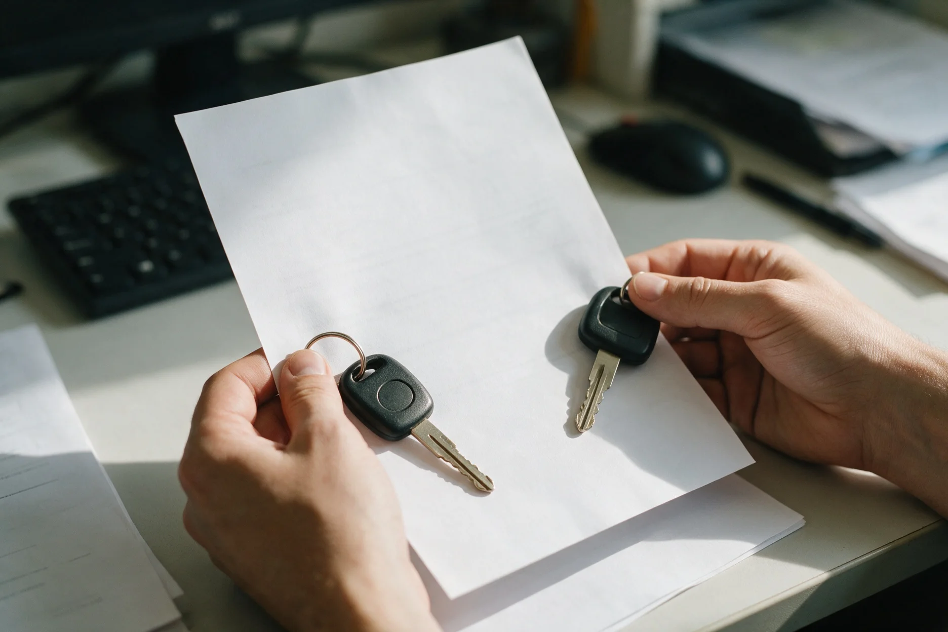 Entrega de las llaves y los papeles del auto
